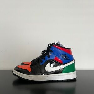 Air Jordan 1 Mid SE "Multi Patent" Sneakers Size 6.5